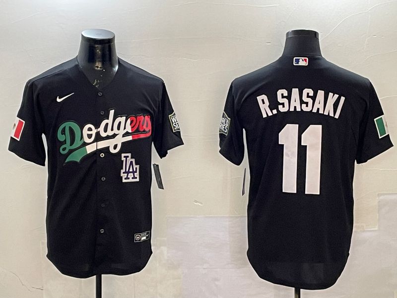 Men Los Angeles Dodgers #11 R.Sasaki Black Fashion Game 2025 Nike MLB Jersey style 1